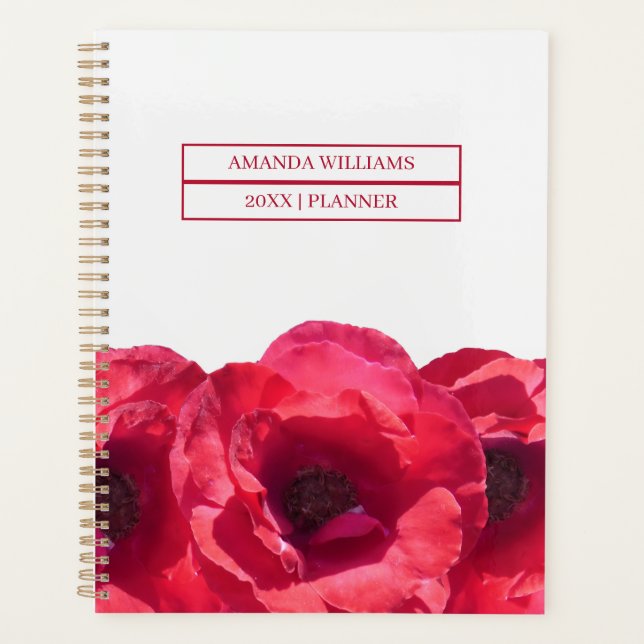 Agenda Feminie Floral Cream Red Roses Name 2026 (Anverso)
