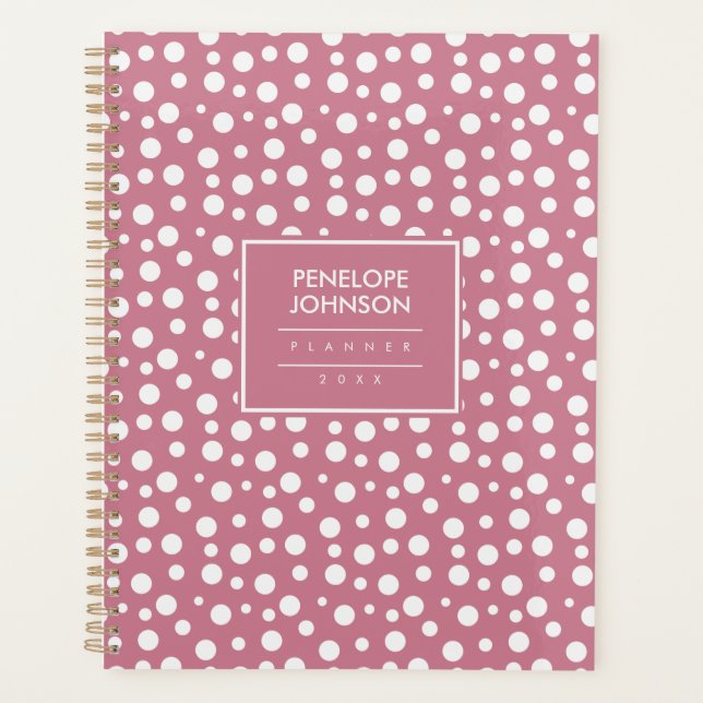 Agenda Feminine White Blush Pink Polka Dot Pattern (Anverso)