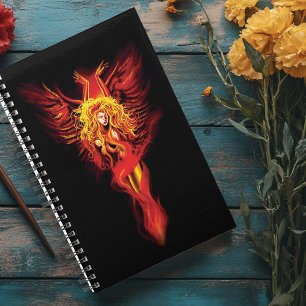 Agenda Fénix Mujer Negra Fantasía Roja Ardiente
