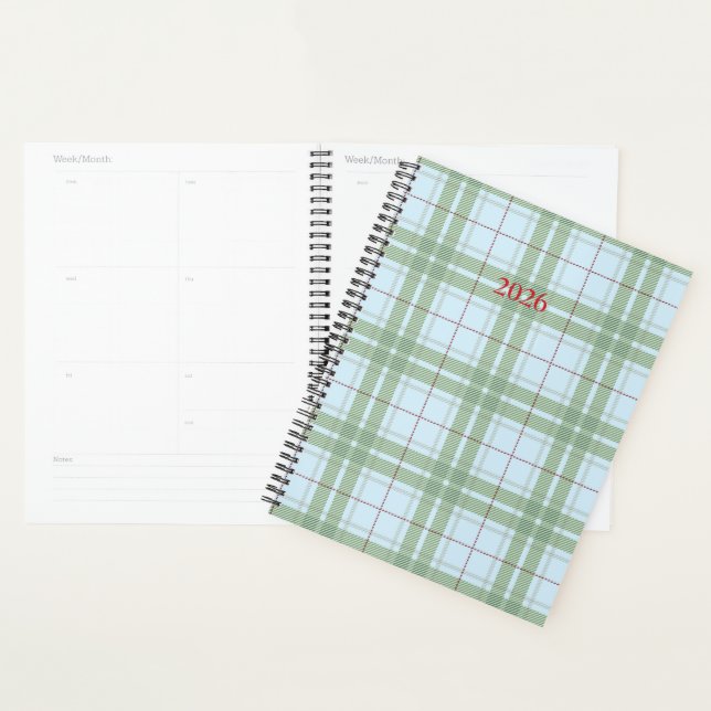 Agenda Fern Green Plaid Planner (Demostración)