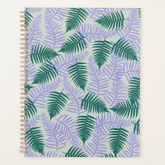 Agenda Ferrocarril verde púrpura deja un patrón de flores (Anverso)