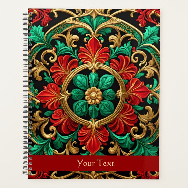 Agenda Festividad decorativa verde rojo (Anverso)
