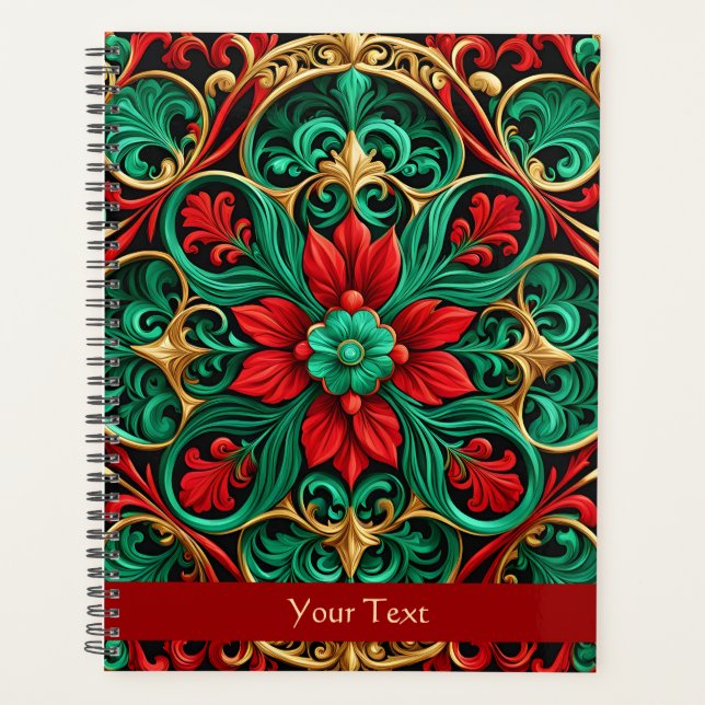 Agenda Festividad verde rojo decorativa (Anverso)