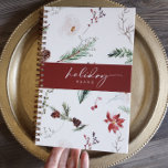Agenda Festividades de los Navidades Boho Poinsettia Pine<br><div class="desc">Aproveche el arte de la organización de vacaciones con nuestro Watercolor Poinsettia Navidades Planner - una fusión armoniosa de encanto boho y funcionalidad elegante. En un entorno de crema serena, este planificador presenta una delicada representación acuarela de la poinsettias, el pino y el holly, lo que crea una imagen cautivadora...</div>