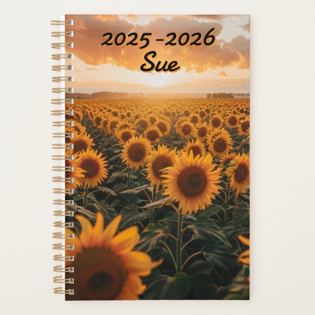 Agenda  Field Sunflowers Sun Setting View  (Anverso)