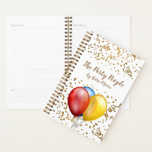 Agenda Fiesta De Eventos Planner Ballons Y Gold Confetti