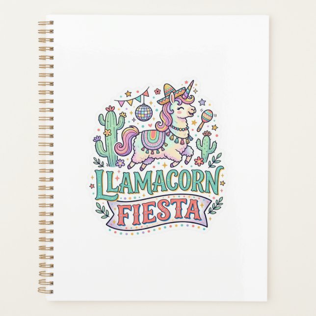 Agenda Fiesta de Llamacornio Unicornio Vector Premium POD (Anverso)