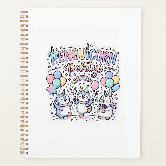 Agenda Fiesta de Penguicornio Unicornio Vector Premium De (Anverso)