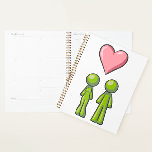Agenda Figura de palo verde Pareja Amor cardíaco rosado