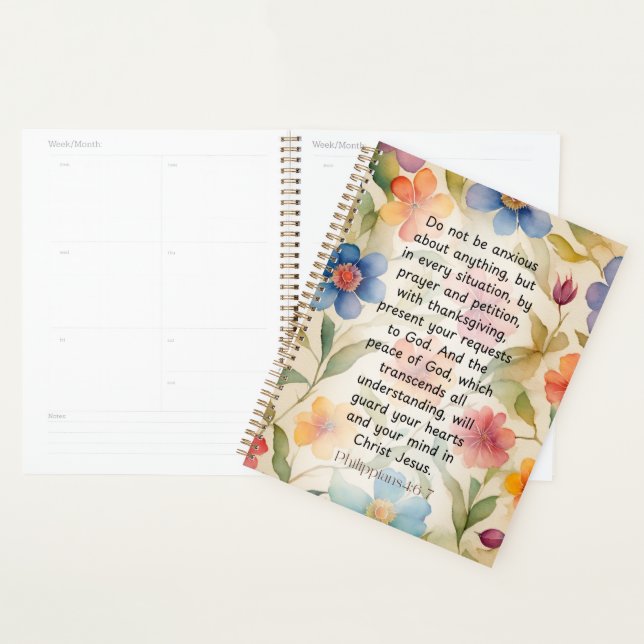 Agenda Filipinas 4:6-7 Biblia cristiana Verse acuarela (Demostración)