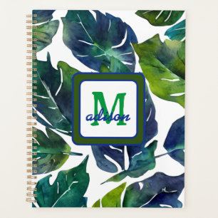 Agenda Filódromo verde y azul monogramado