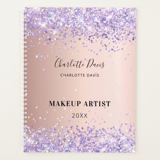 Agenda firma de nombre morado dorado Rosa 2026 (Anverso)