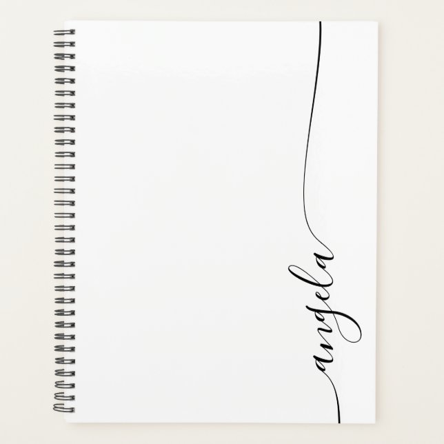 Agenda Firma delicada elegante negra Script (Anverso)