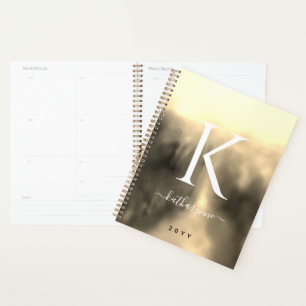 Agenda Firma personalizada Monograma acuarela dorada