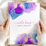 Agenda Firma Script Tinta azul morada de alcohol<br><div class="desc">Elevar su organización con este diseño de tinta de alcohol morado y azul. Perfecto para las mujeres que aprecian los estilos modernos y artísticos, este planificador combina elegancia con funcionalidad. Las hermosas obras de arte con tinta de alcohol le dan un toque sofisticado a su planificación diaria. Personalízalo con tu...</div>