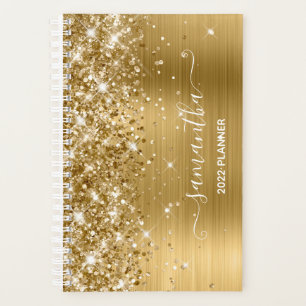 Agenda Firme Femenina de Purpurina y Hoja de Oro