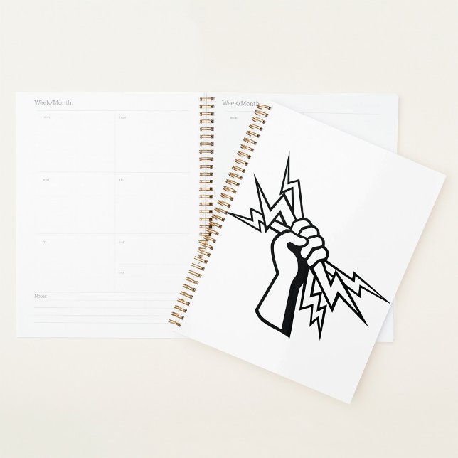 Agenda Fist Holding Lightning Bolt Bold Power (Subido por el creador)