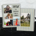 Agenda Five Photo Custom Family Planner<br><div class="desc">Family planner to customize with year and title. Also, personalize with five of your favorite photos. Four templates on the front and one on the back cover, can be used for kids, pets and the family homestead. The background design is cream pinstripes on gray-blue color. Size 8.5 by 11 inches,...</div>