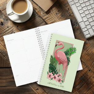 Agenda Flamenco Rosa Tropical Hojas de Palma Verde Lirio