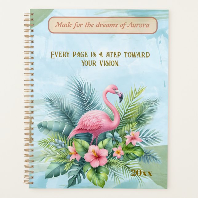 Agenda Flamingo Planner con cita Personalizado y personal (Anverso)