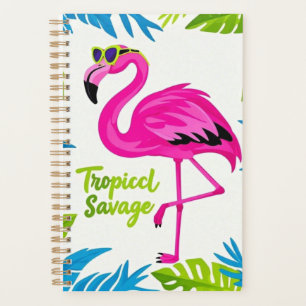 Agenda Flamingo rosa Estacionamiento tropical en una pier