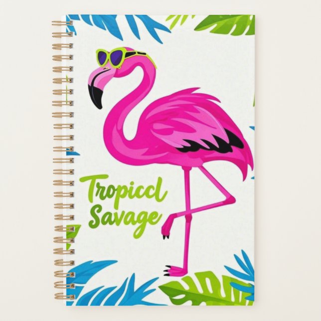Agenda Flamingo rosa Estacionamiento tropical en una pier (Anverso)