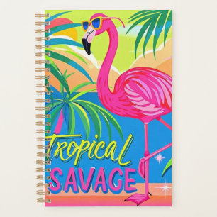 Agenda Flamingo rosa Estacionamiento tropical en una pier