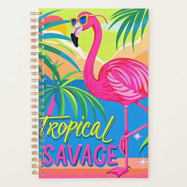 Agenda Flamingo rosa Estacionamiento tropical en una pier (Anverso)