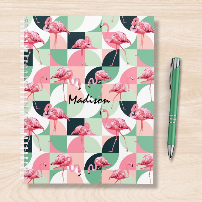 Agenda Flamingo rosa moderno Geométrico Giratorio Persona (Subido por el creador)