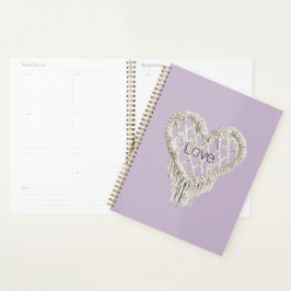 Agenda Fleco de Corazón Blanco Lavanda