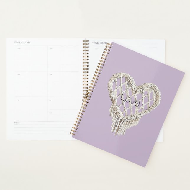 Agenda Fleco de Corazón Blanco Lavanda (Demostración)