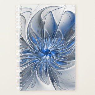 Agenda Flor abstracta de arte fractal acuarela gris azul