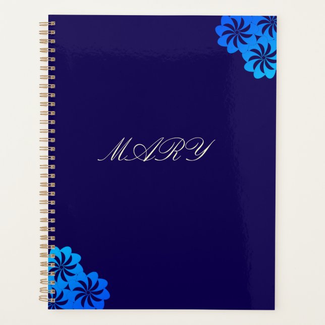 Agenda Flor Azul Personalizada (Anverso)