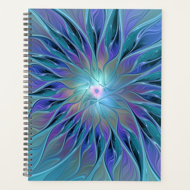 Agenda Flor Azul Púrpura Sueño Arte Abstracto Fractal (Anverso)