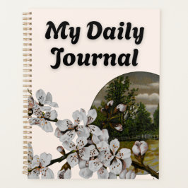 Agenda Flor Blanca Vintage y Paisaje Pastoral 