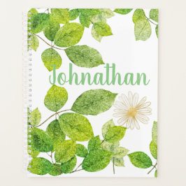 Agenda Flor blanca y jardín de hojas verdes