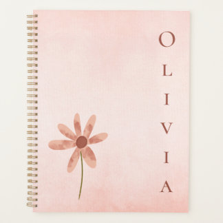 Agenda Flor Dainty Personalizada de Acuarela Rosa