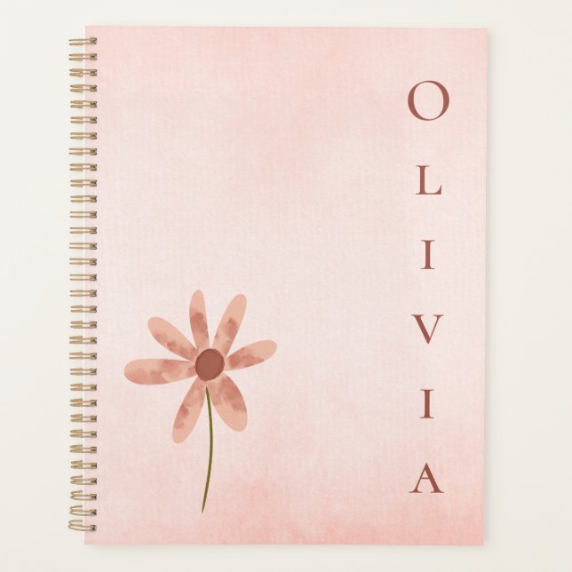 Agenda Flor Dainty Rosa Personalizada (Anverso)