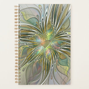 Agenda Flor De Arte Fractal Moderno Con Oro