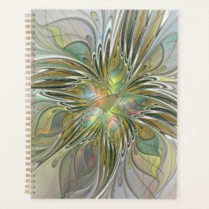 Agenda Flor De Arte Fractal Moderno Con Oro