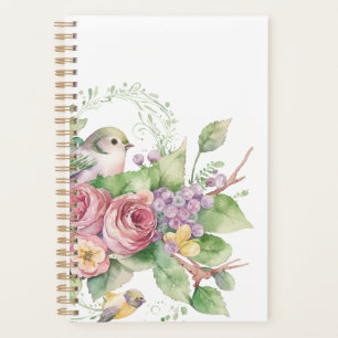 Agenda Flor de ave acuarela