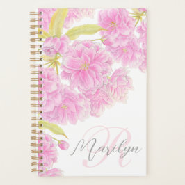 Agenda Flor de cerezo doble rosa floral acuarela