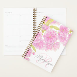 Agenda Flor de cerezo doble rosa floral acuarela
