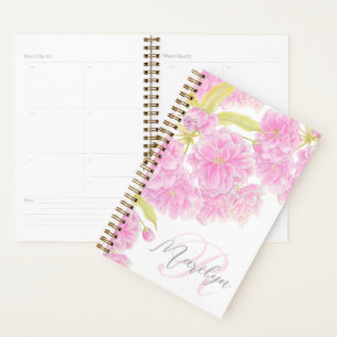 Agenda Flor de cerezo doble rosa floral acuarela