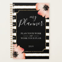 Flor de color Tiras Black White Gold Planner