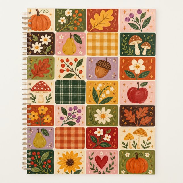 Agenda Flor de cosecha de otoño de patchwork – Rústico F (Anverso)