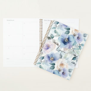 Agenda Flor de Crema Azul Romántica Purple Lavender