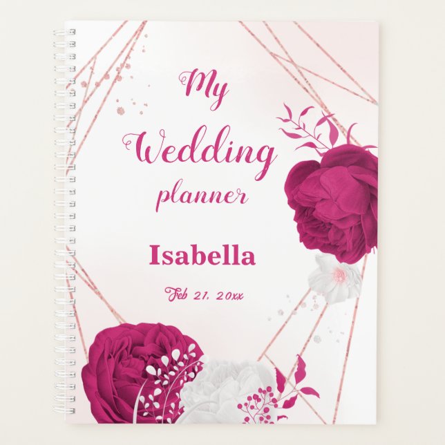 Agenda flor de fucsia boda botánico (Anverso)