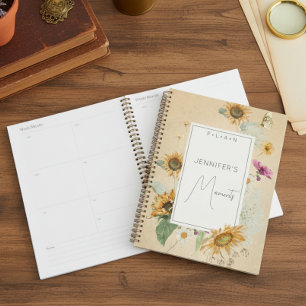 Agenda Flor de girasol de verano vintage
