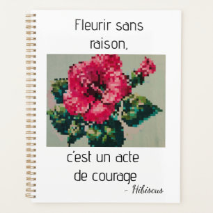Agenda Flor de hibisco en pixel art